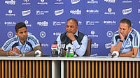 India Squad For T20 World Cup: Here's How Agarkar And SKY Responded To Pointed Media Queries AP : Captain Suryakumar Yadav, left, speaks as Board of Control for Cricket in India secretary Devajit Saikia, centre, and chief selector Ajit Agarkar look on during a press conference for India's squad announcement for the ICC T20 World Cup 2026 at BCCI headquarter in Mumbai.