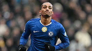 Joao Pedro wheels away in celebration after scoring against Newcastle United