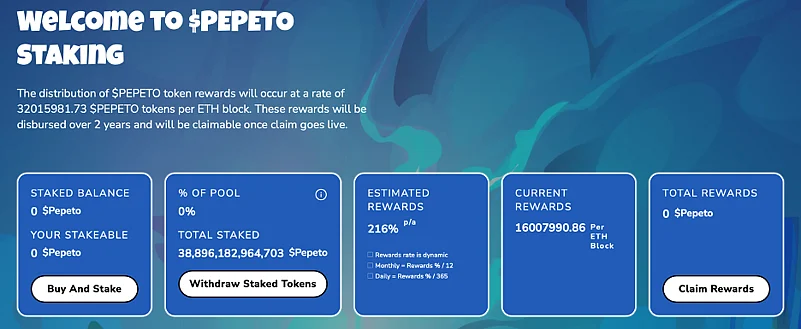 Pepeto token rewards