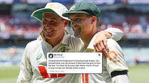 | Photo: AP/James Elsby : Australia's win over England in the third Ashes Test match in Adelaide on December 21, 2025, has led to strong social media reactions.