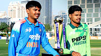 India Vs Pakistan Live Streaming, U19 Asia Cup 2025 Final: IND Win Toss – See Playing XIs | Photo: X/ACCMedia1 : India U19's captain Ayush Mhatre and Pakistan U19's captain Farhan Yousaf before their ACC U19 Asia Cup final match on December 21, 2025.