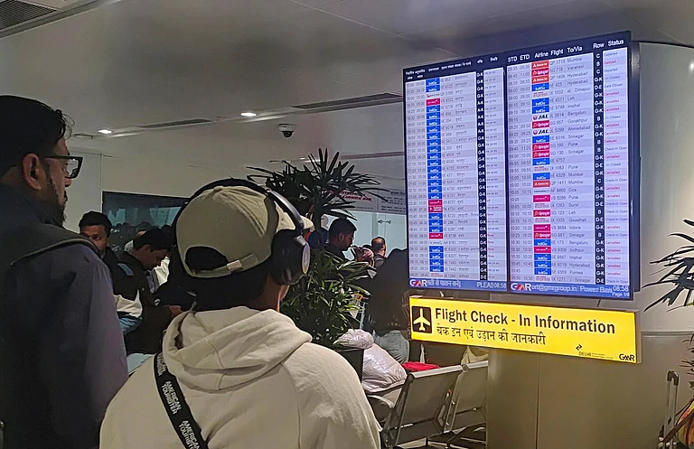 According to PTI, airport officials said 48 arrivals and 49 departures were cancelled at IGIA as visibility dipped amid persistent fog. - IMAGO / Hindustan Times; Representative image
