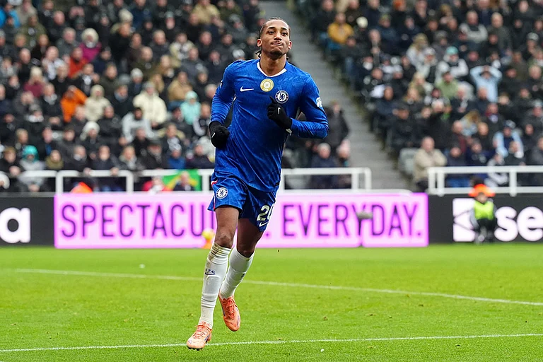 Chelsea's Joao Pedro celebrates after scoring his side's second goal during the English Premier League soccer match between Newcastle United and FC Chelsea in Newcastle, England. - | Photo: Owen Humphreys/PA via AP