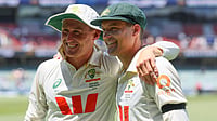 Ashes 2025-26: Australia’s ‘Worst’ Side Finds A Way To Defend Title – How It Happened | Photo: AP/James Elsby : Australia's Alex Carey, right, and Australia's Marnus Labuschagne pose for a photo after Australia won the third Ashes Test against England in Adelaide, Australia, Sunday, Dec. 21, 2025.