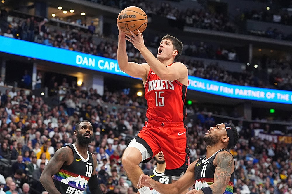 Denver Nuggets Vs Houston Rockets NBA Basketball game-Reed Sheppard