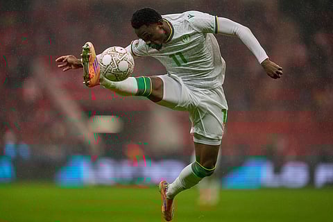 Comoros' Rafiki Saïd Ahamada recieves the ball during the Africa Cup of Nations group A soccer match between Morocco and Comoros in Rabat, Morocco.