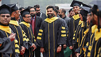 | Photo: PTI/Yogendra Kumar : Indian cricketer Rohit Sharma, center, during the Masters' Union convocation ceremony as the chief guest, in Gurugram, Sunday, Dec. 21, 2025.