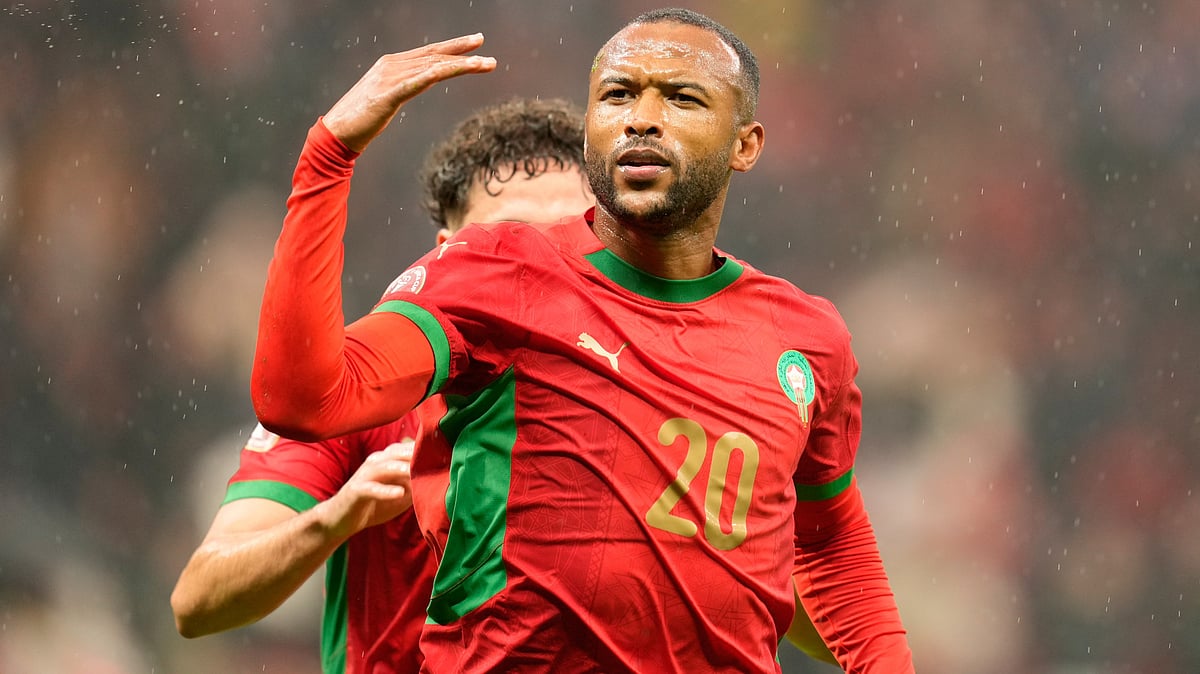Morocco's Ayoub El Kaabi celebrates after scoring during the Africa Cup of Nations group A soccer match between Morocco and Comoros in Rabat, Morocco, Sunday, Dec. 21, 2025. - | Photo: AP/Mosa'ab Elshamy
