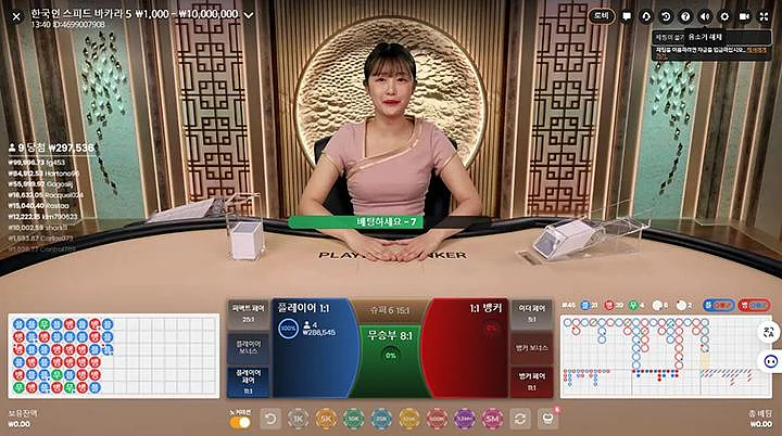 Online baccarat game with female dealer