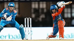 | Photo: PTI/Kunal Patil : WPL Final 2025 MI vs DC: Delhi Capitals' Jemimah Rodrigues plays a shot