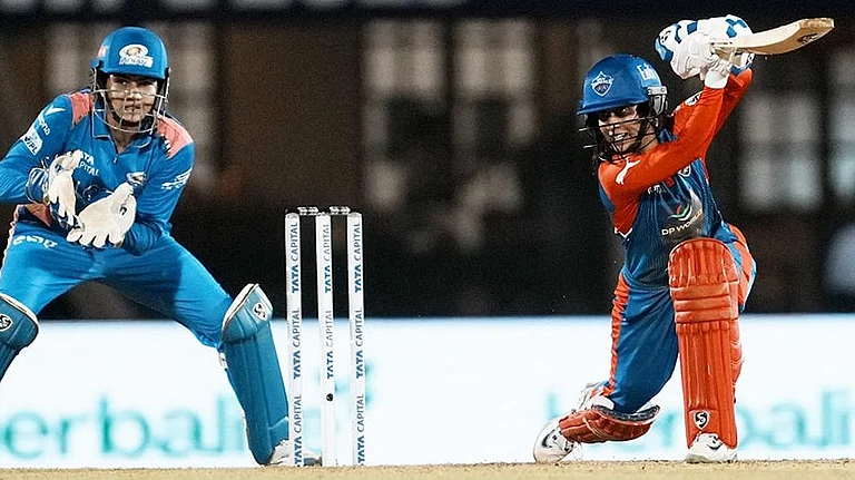 WPL Final 2025 MI vs DC: Delhi Capitals' Jemimah Rodrigues plays a shot - | Photo: PTI/Kunal Patil