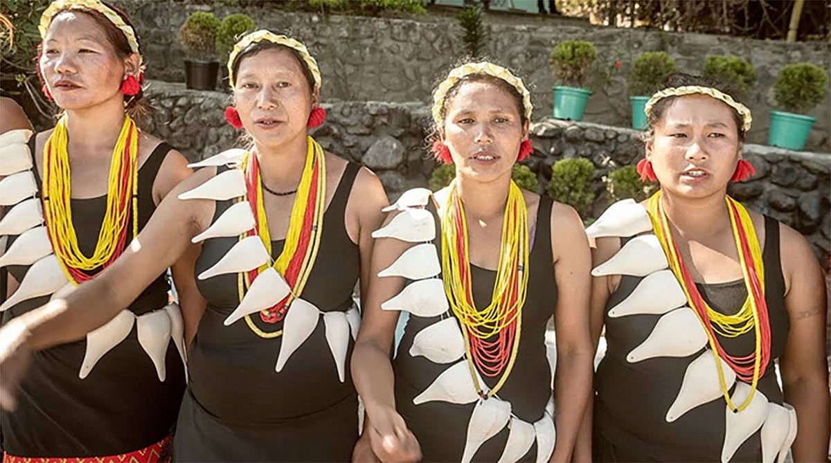 Four women in traditional tribal attire