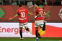 Egypt 2-1 Zimbabwe, AFCON 2025: Mohamed Salah's Late Winner Seals Victory For Pharaohs | Photo: AP/Mosa'ab Elshamy : Egypt's Mohamed Salah celebrates after scoring during the Africa Cup of Nations group B soccer match between Egypt and Zimbabwe in Agadir, Morocco.