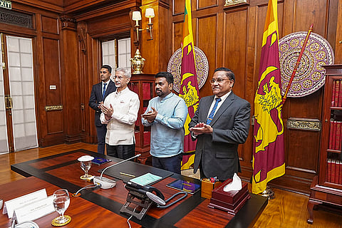 External Affairs Minister S Jaishankar jointly inaugurates a 120-foot dual carriageway Bailey Bridge with Sri Lankan President Anura Kumara Dissanayake and Foreign Minister HM Vijitha Herath, in Kilinochchi, Sri Lanka. 