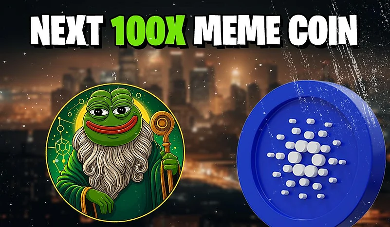 Pepe the Frog wizard and Cardano crypto ad