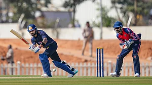 Photo: PTI : Virat Kohli plays a shot during the Vijay Hazare Trophy 2025-26 cricket match between Andhra and Delhi, at BCCI Centre of Excellence Ground, in Bengaluru.