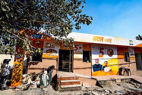 Preparations underway ahead of the launch of Atal Canteen, commemorating the 100th birth anniversary of former PM Atal Bihari Vajpayee, in New Delhi.