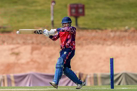 Andhra's Ricky Bhui plays a shot during the Vijay Hazare Trophy 2025-26 cricket match between Andhra and Delhi, at BCCI Centre of Excellence Ground, in Bengaluru.