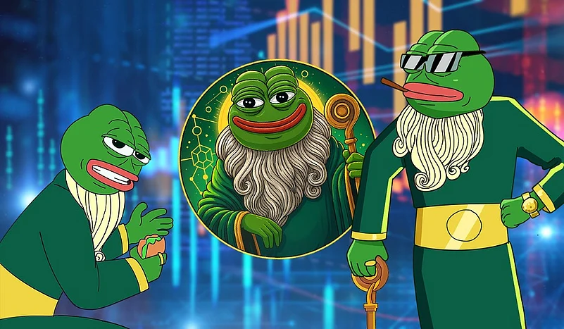 Crypto ad with Pepe the Frog characters