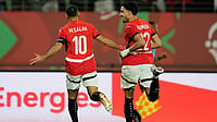 | Photo: AP/Mosa'ab Elshamy : Egypt's Mohamed Salah celebrates after scoring during the Africa Cup of Nations group B soccer match between Egypt and Zimbabwe in Agadir, Morocco.