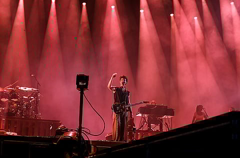 Canadian singer Shawn Mendes performs during the Lollapalooza India 2025 music festival, in Mumbai, Saturday, March 8, 2025.