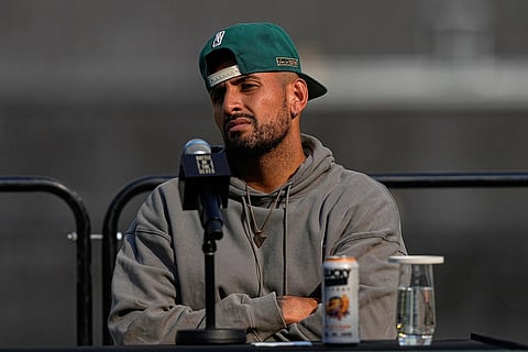 Tennis player Nick Kyrgios of Australia speaks during a press conference ahead of the Battle of the Sexes exhibition match at Atlantis The Royal in Dubai, United Arab Emirates.