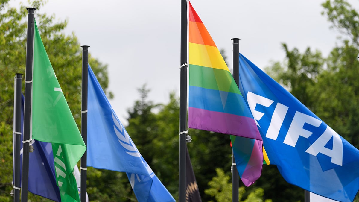 File photo of the FIFA and Pride flags flying side-by-side. - | Photo: X/FIFAcom