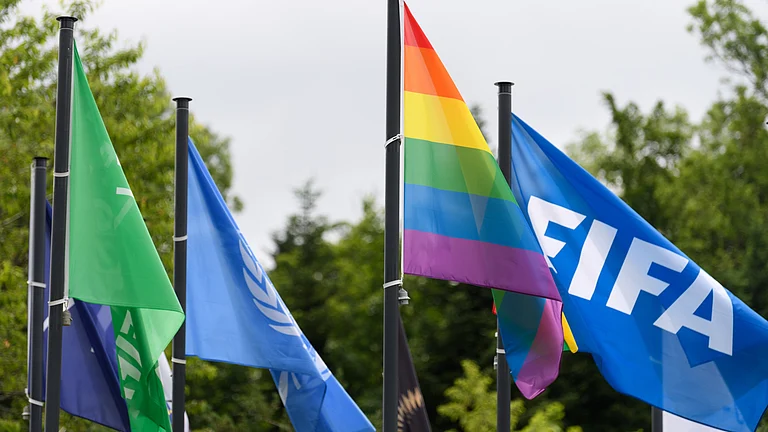 File photo of the FIFA and Pride flags flying side-by-side. - | Photo: X/FIFAcom