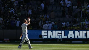 | Photo: AP/Hamish Blair : England's Ben Stokes applauds the crowd after England defeated Australia on Day 2 of their Ashes cricket test match in Melbourne, Saturday, Dec. 27, 2025.