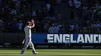 | Photo: AP/Hamish Blair : England's Ben Stokes applauds the crowd after England defeated Australia on Day 2 of their Ashes cricket test match in Melbourne, Saturday, Dec. 27, 2025. 