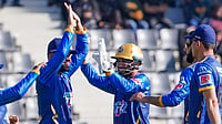X/Bangladesh Cricket : Dhaka Capitals celebrate a Rajshahi Warriors wicket during their Bangladesh Premier League 2025-26 clash in Sylhet.