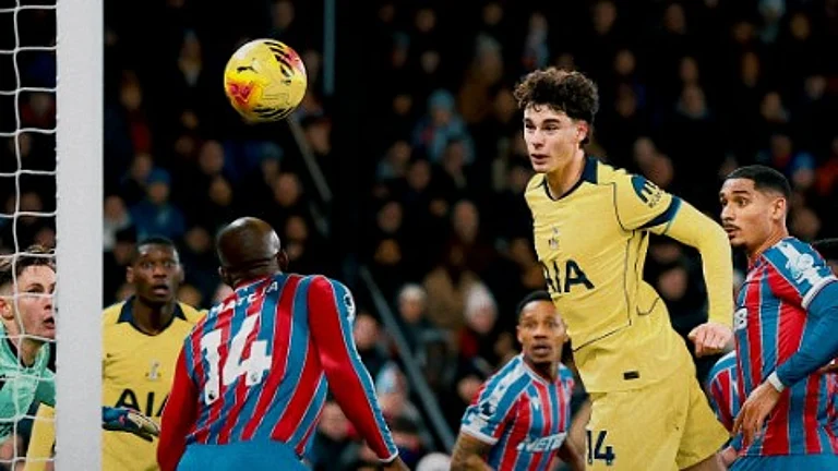 Tottenham's Archie Gray scoring his first senior goal for the club against Crystal Palace - Instagram/spursofficial