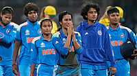 AP : Jemimah Rodrigues, centre, reacts after helping India win the ICC Women's Cricket World Cup semi-final against Australia in Navi Mumbai.