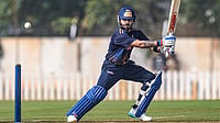 | Photo: PTI/Shailendra Bhojak : Delhi's Virat Kohli plays a shot during the Vijay Hazare Trophy 2025-26 cricket match between Gujarat and Delhi, at BCCI Centre of Excellence Ground, in Bengaluru.