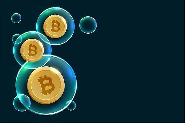 Bitcoin coins in bubbles