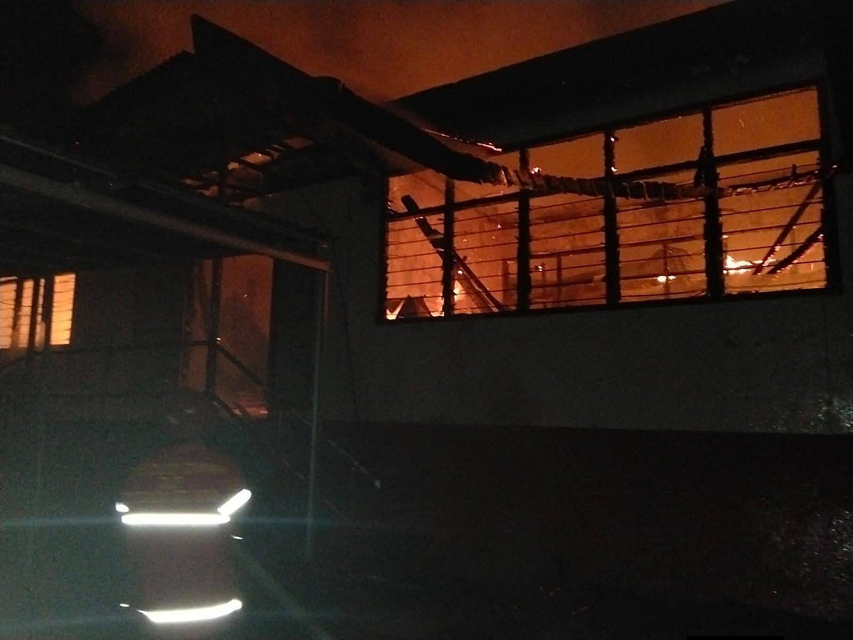 Footage aired by news channel Metro TV showed flames ripping through the building, lighting up the night sky in orange. - Facebook