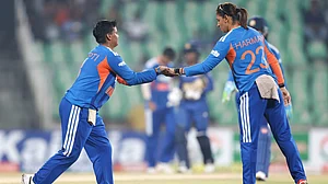 | Photo: X/BCCIWomen : India's Deepti Sharma with Harmanpreet Singh during the fourth women's T20I against Sri Lanka on December 28, 2025.