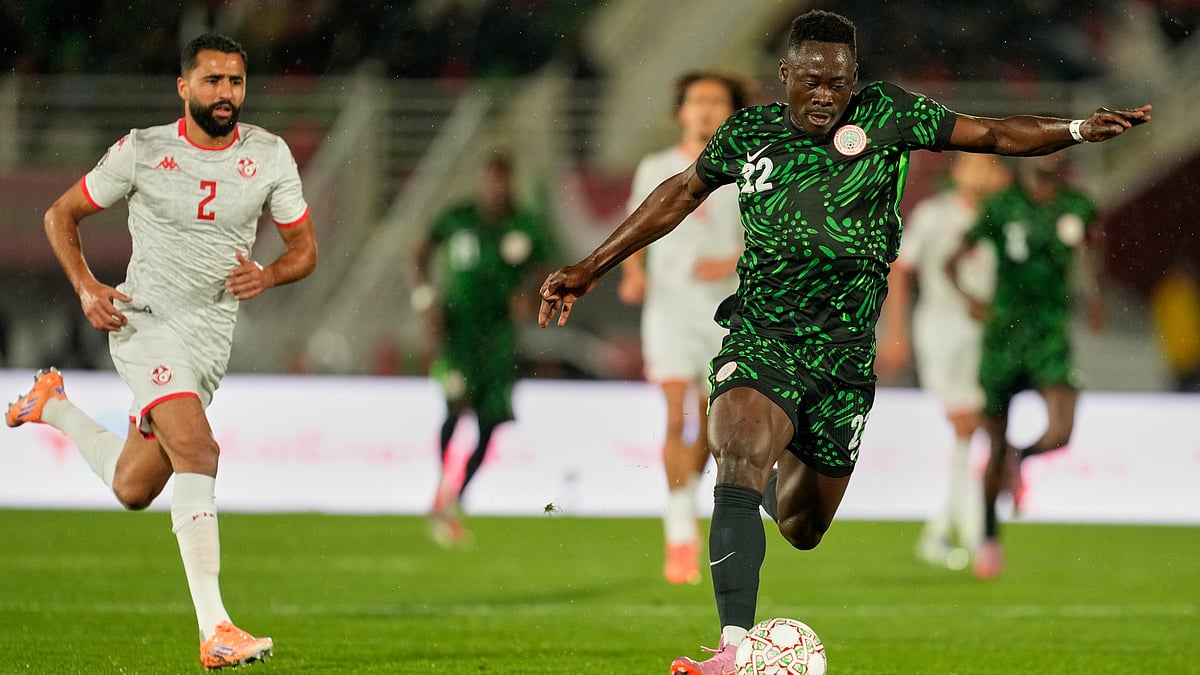 Nigeria's Akor Adams prepares to shoot to score a goal that was later disallowed during the Africa Cup of Nations group C soccer match between Nigeria and Tunisia in Fez, Morocco, Saturday, Dec. 27, 2025. - | Photo: AP/Mosa'ab Elshamy