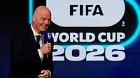 | Photo: AP/Chris Carlson : FIFA President Gianni Infantino speaks during the match schedule reveal for the 2026 soccer World Cup in Washington, Saturday, Dec. 6, 2025. 