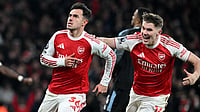 Arsenal 4-1 Aston Villa, Premier League: Gunners Swat Aside Rivals With Second-half Masterclass Martin Zubimendi (L) celebrates after scoring Arsenal's second goal