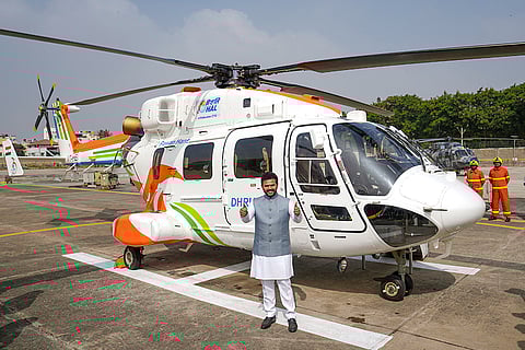 Bengaluru: Union Civil Aviation Minister Kinjarapu Ram Mohan Naidu during the inaugural flight ceremony of a Dhruv-NG helicopter, at the Helicopter Division, in Bengaluru.
