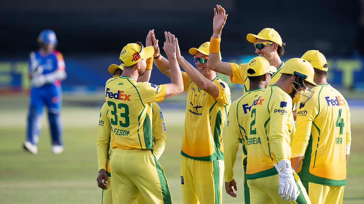 | Photo: Special Arrangement : Joburg Super Kings (JSK) celebrate a wicket during Match 6 of the Betway SA20 Season 4 between Durban Super Giants (DSG) and Joburg Super Kings (JSK).