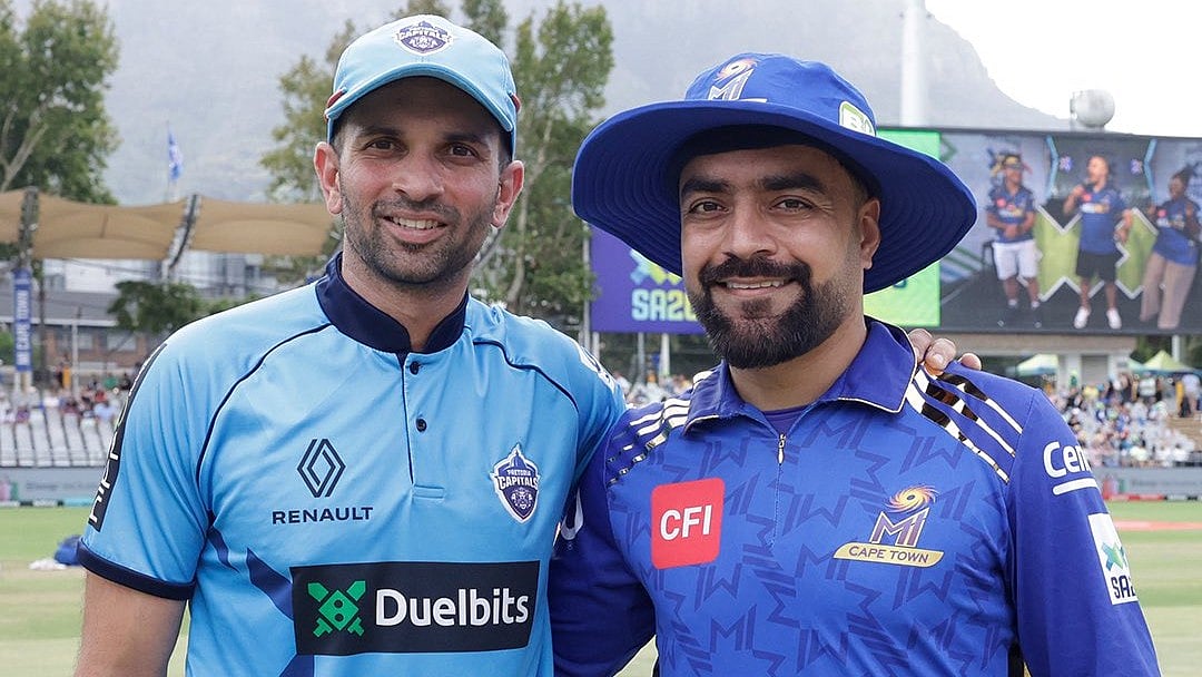 MI Cape Town captain Rashid Khan with his counterpart Keshav Maharaj - X/MICapeTown