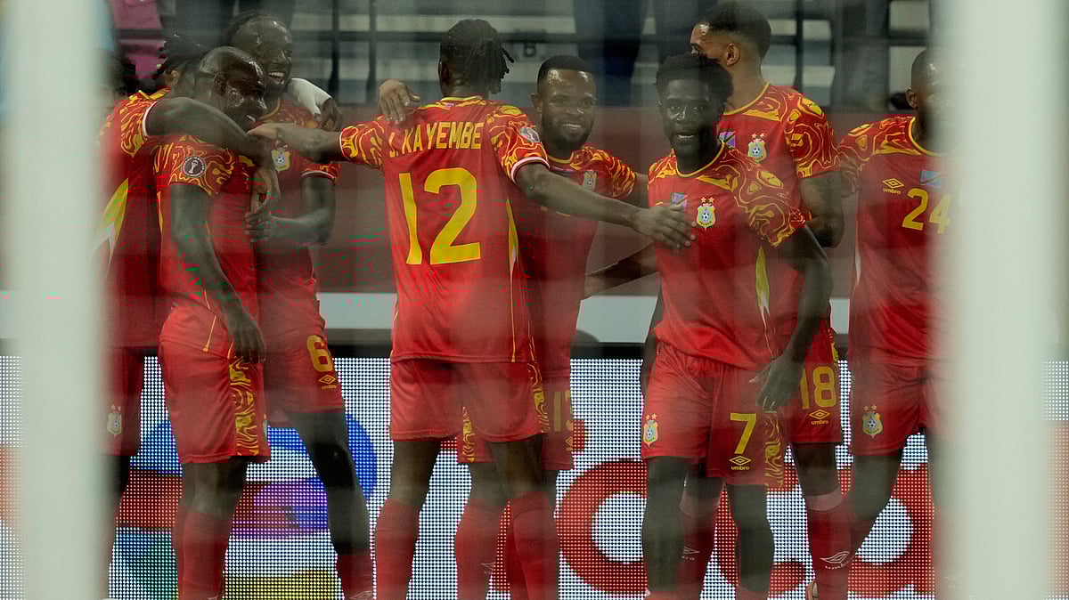 DR Congo's Nathanael Mbuku celebrates with teammates after scoring opening goal during the Africa Cup of Nations group D soccer match between Botswana and DR Congo in Rabat, Morocco, Tuesday, Dec. 30, 2025. - | Photo: AP/Mosa'ab Elshamy