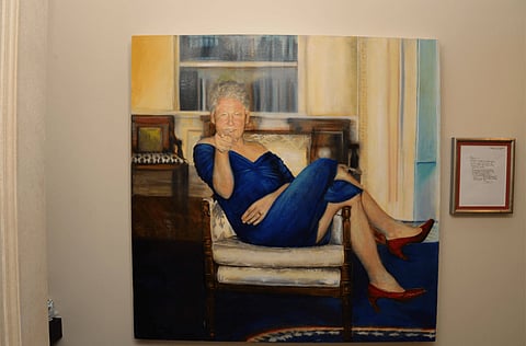 Jeffrey Epstein photo release by House Oversight Committee Bill Clinton depicted in painting Jeffrey Epstein photo release by House Oversight Committee 
