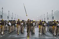 Day In Pics: January 01, 2026 | Photo: PTI/Ravi Choudhary : Central Industrial Security Force (CISF) officials during a rehearsal ahead of the Republic Day, at Kartavya Path in New Delhi.