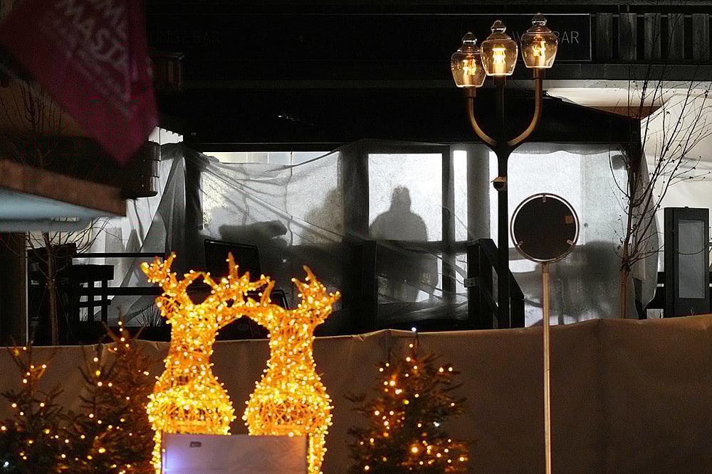 Switzerland New Years celebrations Le Constellation bar Fire