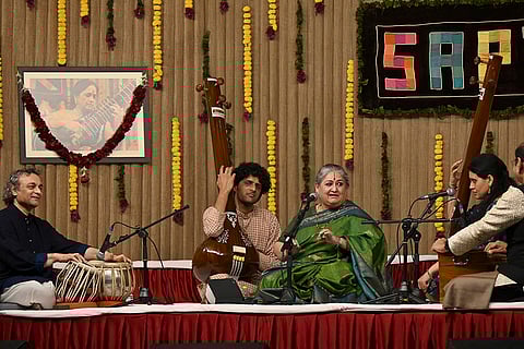 Indian classical singer Shubha Mudgal performs during 'Saptak Annual Music Festival', in Ahmedabad.