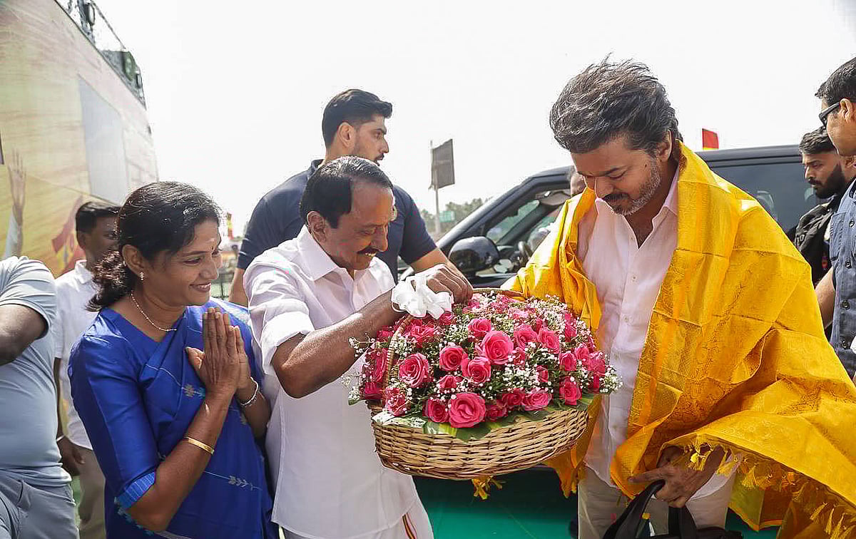 xSeshadrixSukumarx : Supporters gather in Erode as TVK founder and actor Vijay addresses a massive public meeting in Erode, Tamil Nadu.