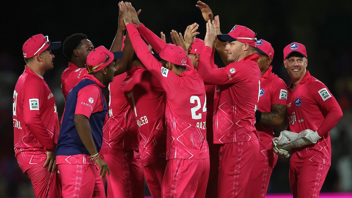 Paarl Royals (PR) players celebrate after beating MI Cape Town (MICT) by 1 run during Match 10 of the Betway SA20 2026. - | Photo: Special Arrangement